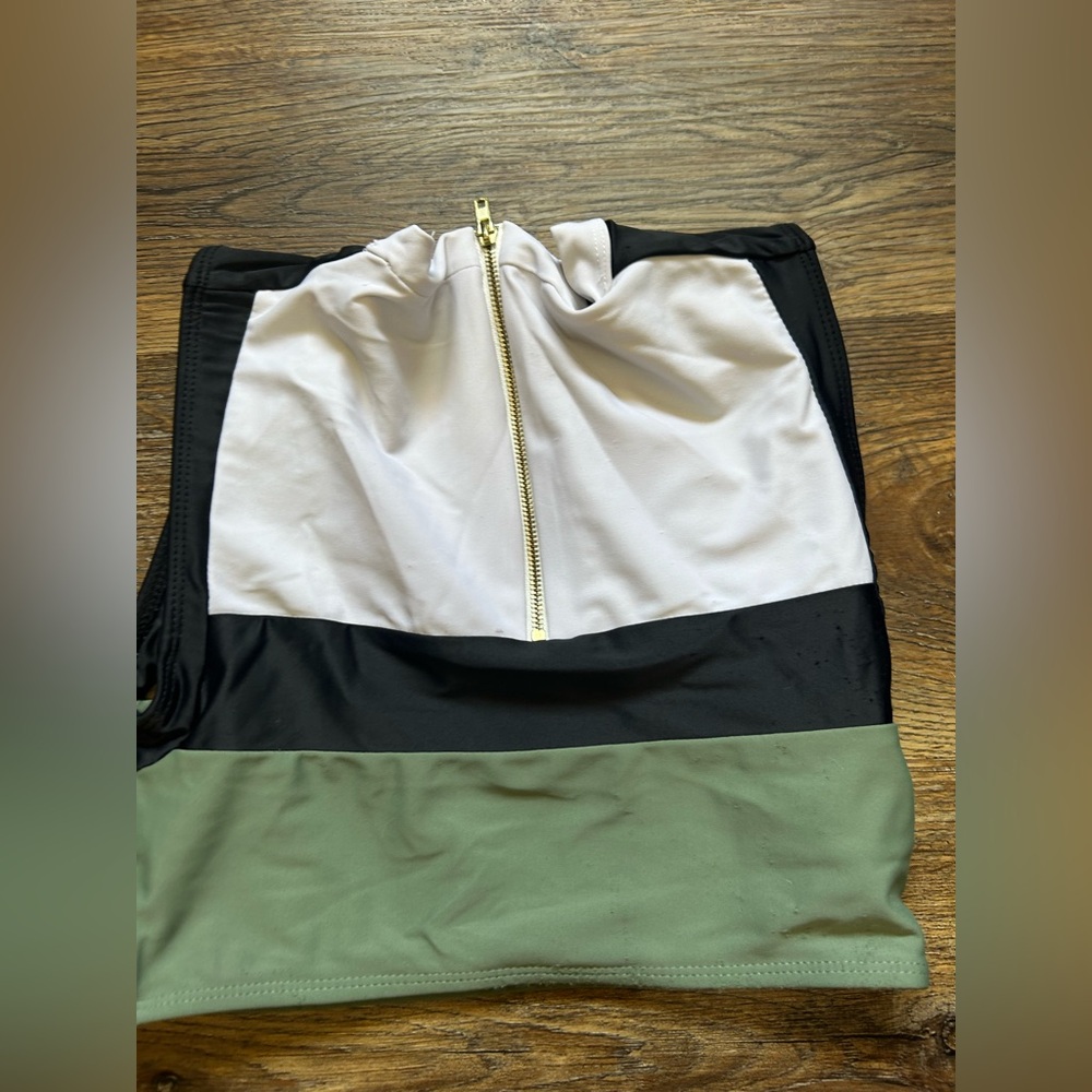 Five Dancewear Olive Zip Bra Top